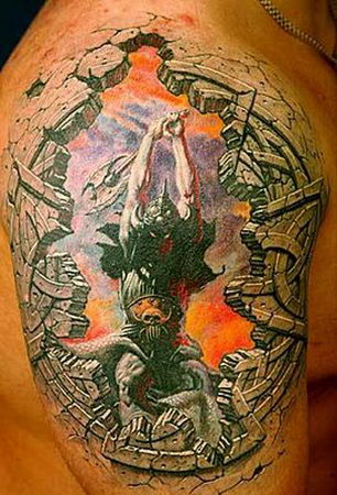 spiderman chest tattoo. 3d tattoo