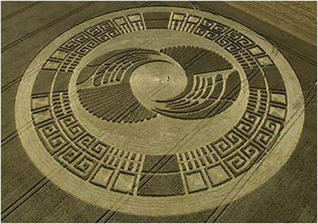 Near Silbury Hill in Wiltshire, England, resembling an Aztec Sun Stone [link 