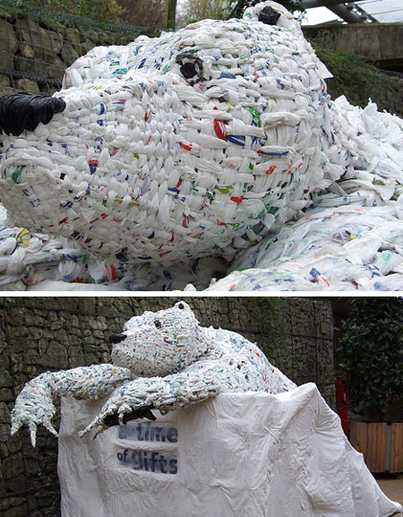 Plastic bag Bear Sculpture