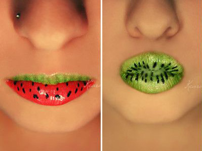 watermelon lip (left) and kiwi lip (right)
