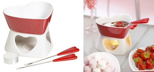 Kitchen Craft Heart Shaped Chocolate Fondue Gift Set with Two Matching Forks