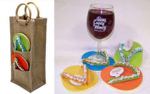 Seashell Flip Flop Coasters Deluxe w/ Wine Bag