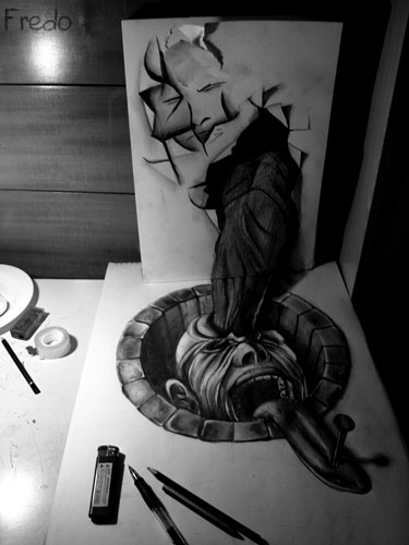 Awesome 3D Pencil Art: They are coming out of Paper – Design Swan