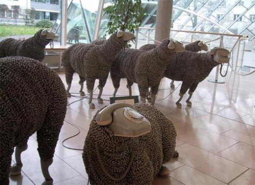 Sheep Sculptures Created From Rotary Phones