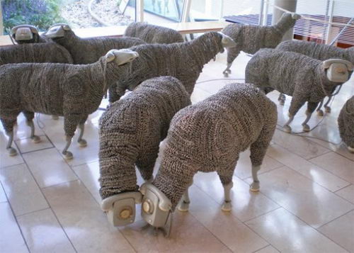 Sheep Sculptures Created From Rotary Phones