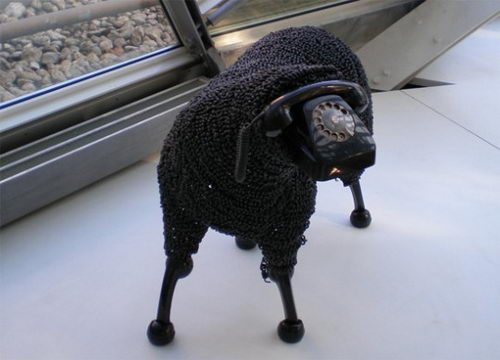 Sheep Sculptures Created From Rotary Phones