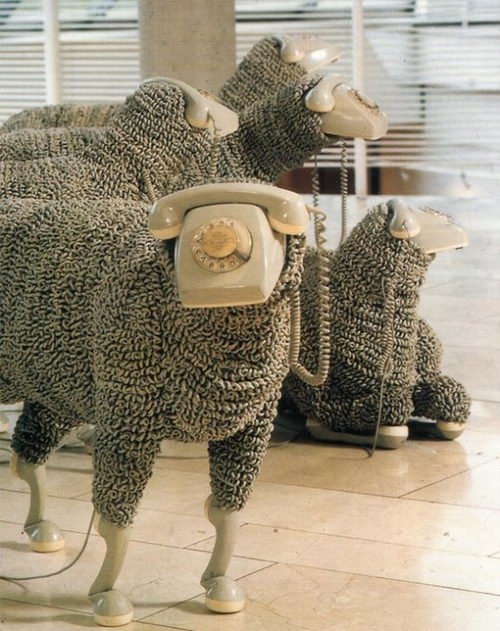 Sheep Sculptures Created From Rotary Phones