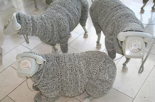 Sheep Sculptures Created From Rotary Phones