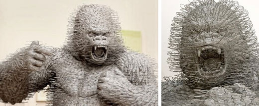 Amazing King Kong Sculpture made of 3000 Coat Hangers