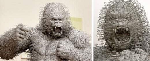 Amazing King Kong Sculpture made of 3000 Coat Hangers - Design Swan