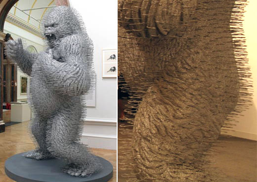 Amazing King Kong Sculpture made of 3000 Coat Hangers