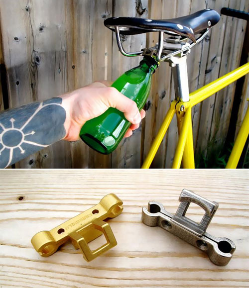 Bike mounted hot sale bottle opener