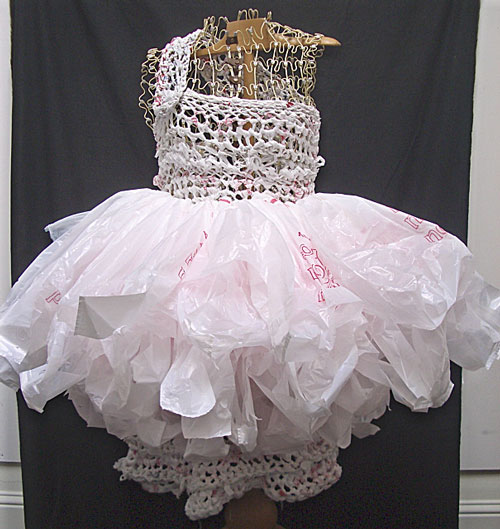 white trash/repurposed plastic bag dress