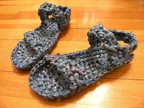 Crocheted Grocery Bag Shoes