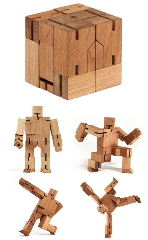 Wooden Robot Man Like Dancing