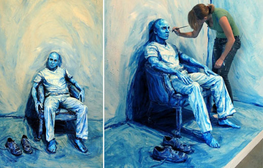 Real People Blended into Painting