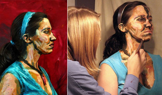 Real People Blended into Painting