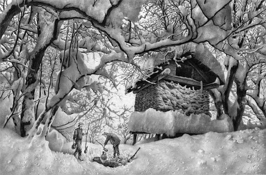 Incredible Pencil Drawing: Winter Scene by Guram Dolenjashvili