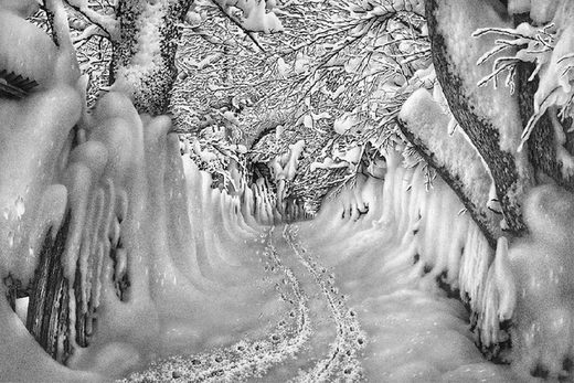Incredible Pencil Drawing: Winter Scene by Guram Dolenjashvili