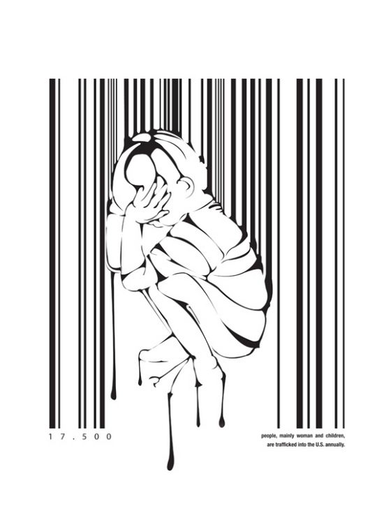Bar Code Art: Human Trafficking Illustration