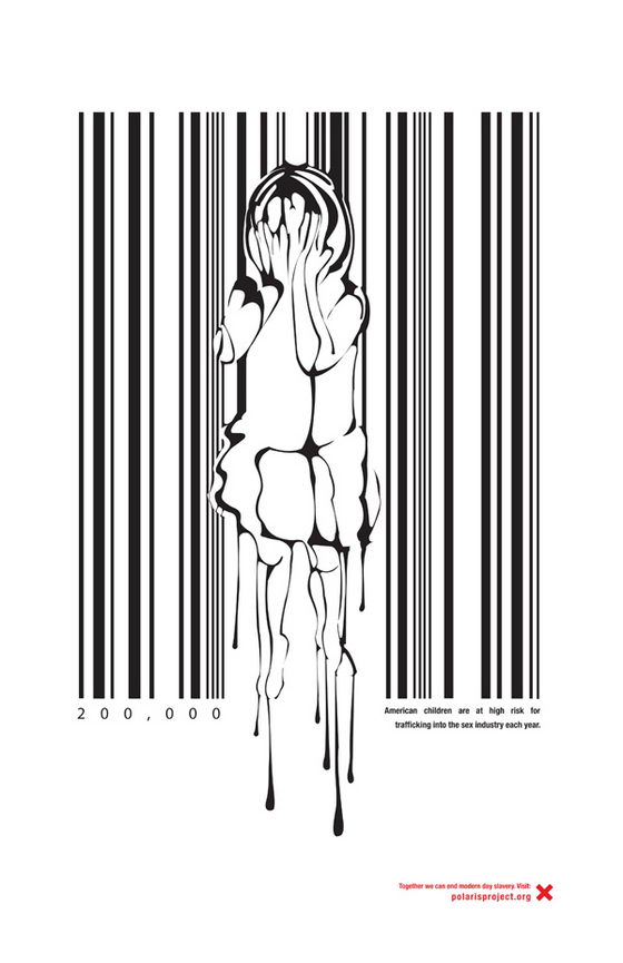 Bar Code Art: Human Trafficking Illustration