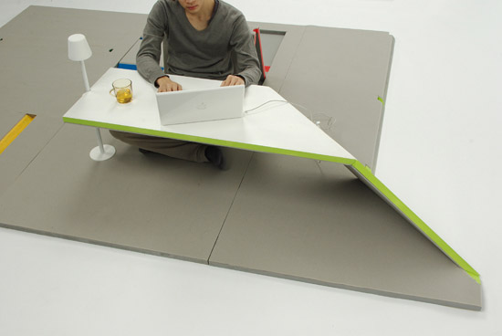 Land peel: A Multifuctional Floor Mat with Folding-Up Furniture