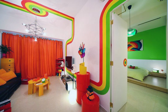 Unusual Rainbow Color Inspired Apartment Design