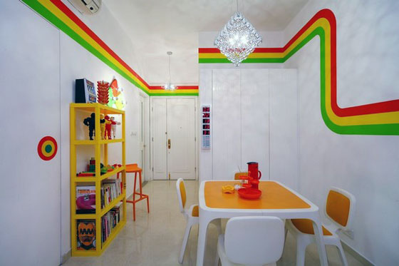 Unusual Rainbow Color Inspired Apartment Design