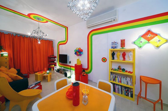 Unusual Rainbow Color Inspired Apartment Design