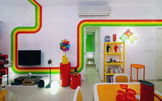 Unusual Rainbow Color Inspired Apartment Design