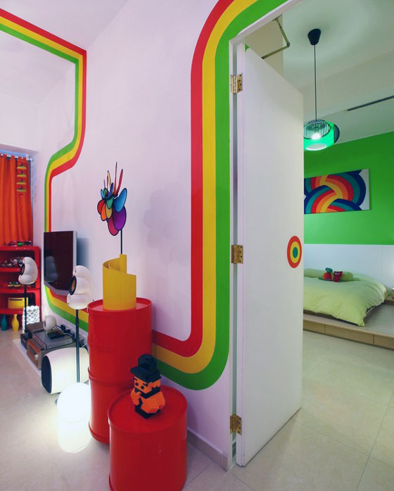 Unusual Rainbow Color Inspired Apartment Design