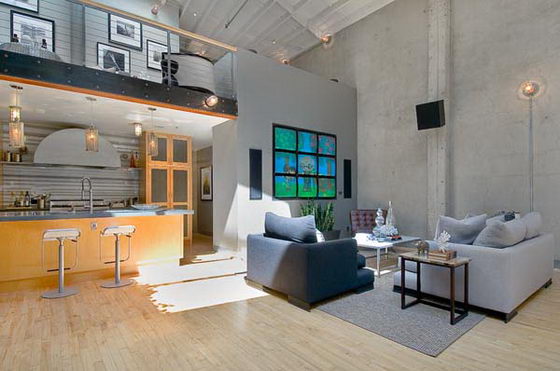 Amazing Loft with a Basketball Court in Living Room