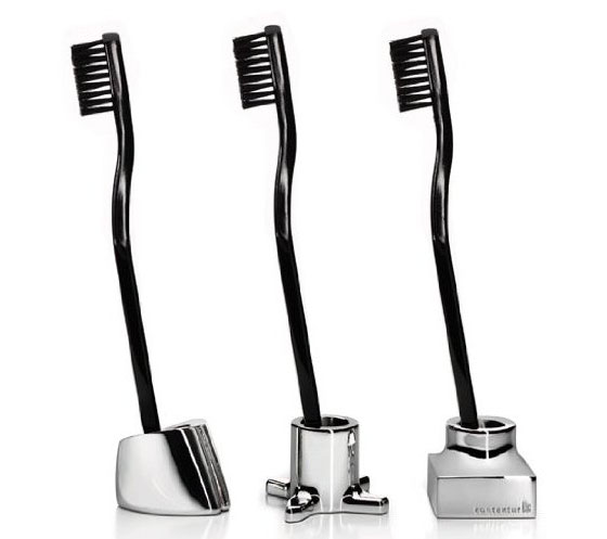 Kontextur VIKTOR Toothbrush and Razor Holders - real silver