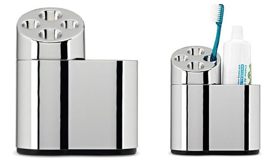 simplehuman chrome oval toothbrush holder with caddy