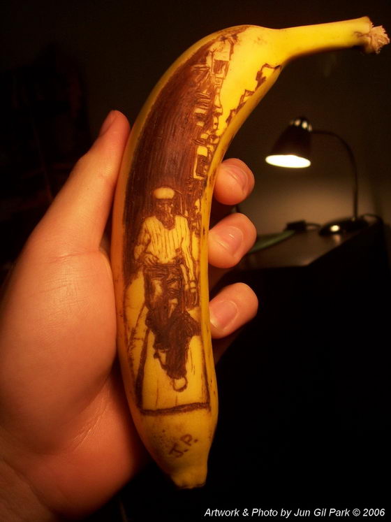 Stunning Drawing on Banana Skins