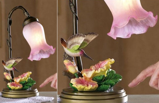 12 Beautiful Lamps Shaped In Flower, Hummingbird Touch Lamp
