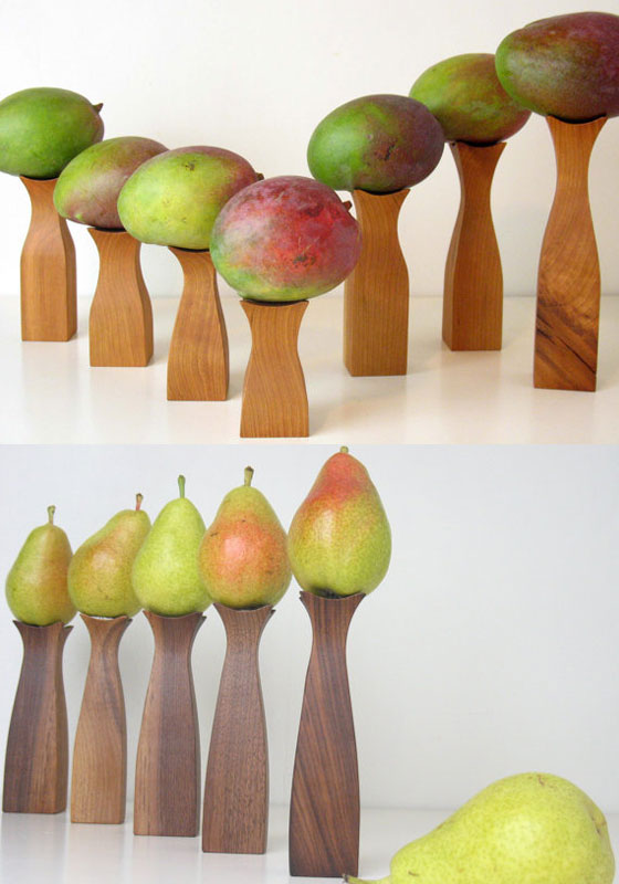 Cherry wood pedestals for fruits or vegetables