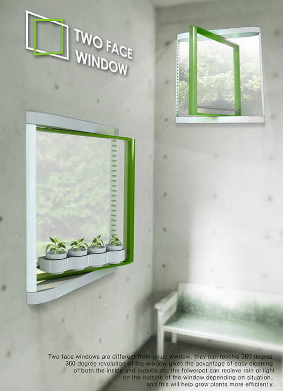 Innovative TwoFace Window for Plants and Cleaning