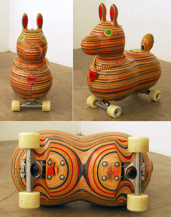 Amazingly Beautiful Wooden Sculpture Made of Used Skateboard