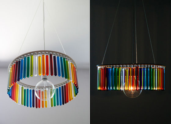 Beautiful and Unusual Glass Tube Chandelier