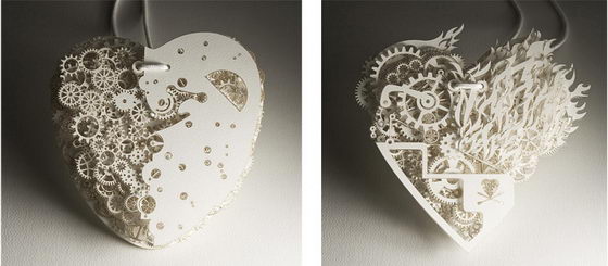 Incredible Detailed Paper Heart Sculptures