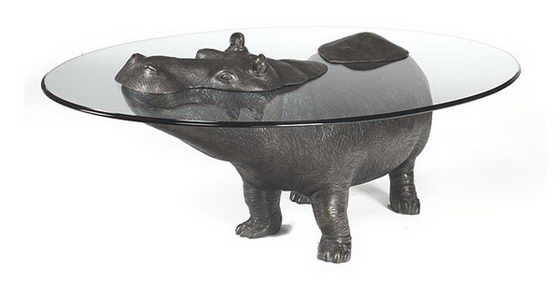 Unusual Table Designs: Animals Emerging out of Glass Top