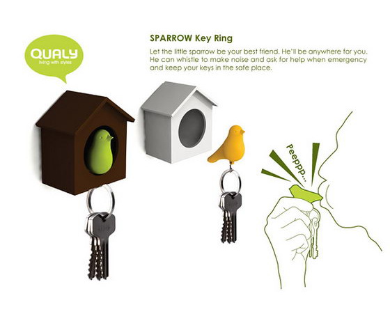 Sparrow Key Ring - Cute Birdhouse Key Ring