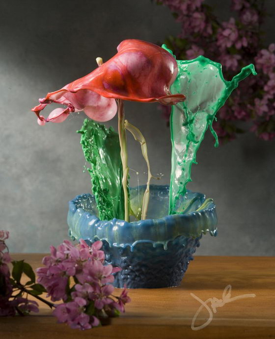 Stunning Flowers Created by Splash of Colored Water