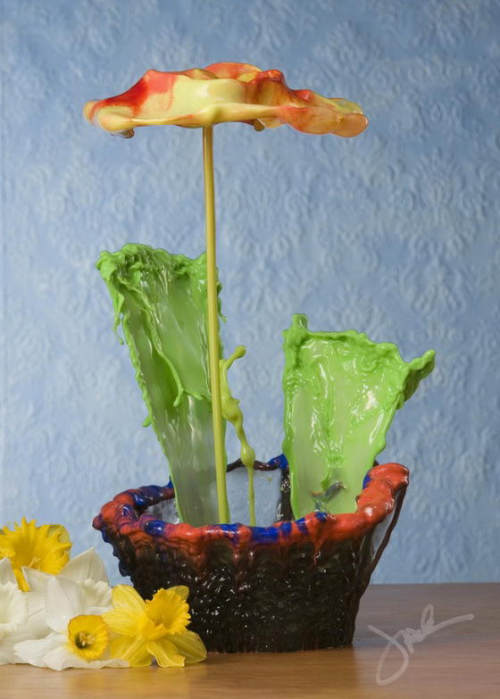 Stunning Flowers Created by Splash of Colored Water