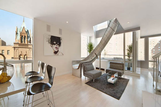 Playful Spiral slide penthouse in New York 