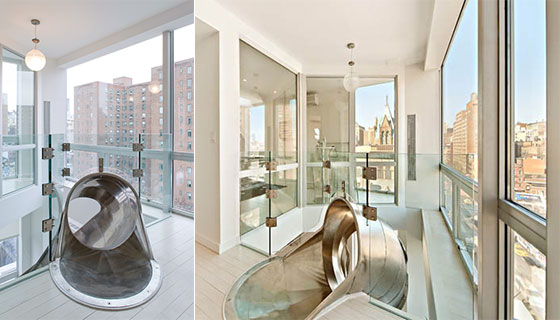 Playful Spiral slide penthouse in New York 