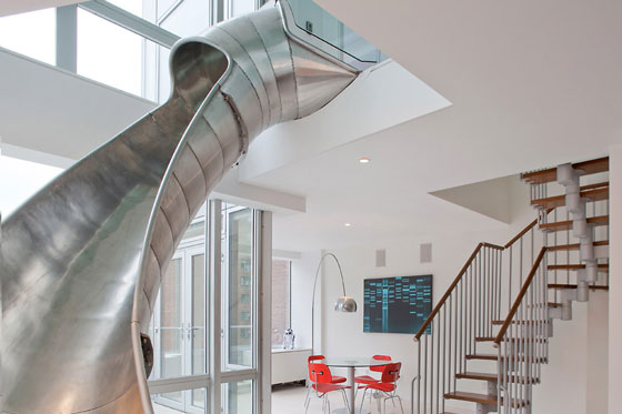 Playful Spiral slide penthouse in New York 