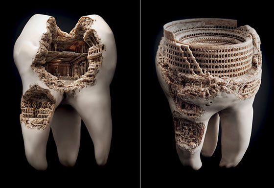 Unusual Toothpaste Ads Campaign: Giant Tooth with Ancient Ruins
