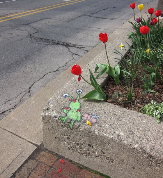 Sluggo on the Street: Sweet Little Chalk Art by David Zinn